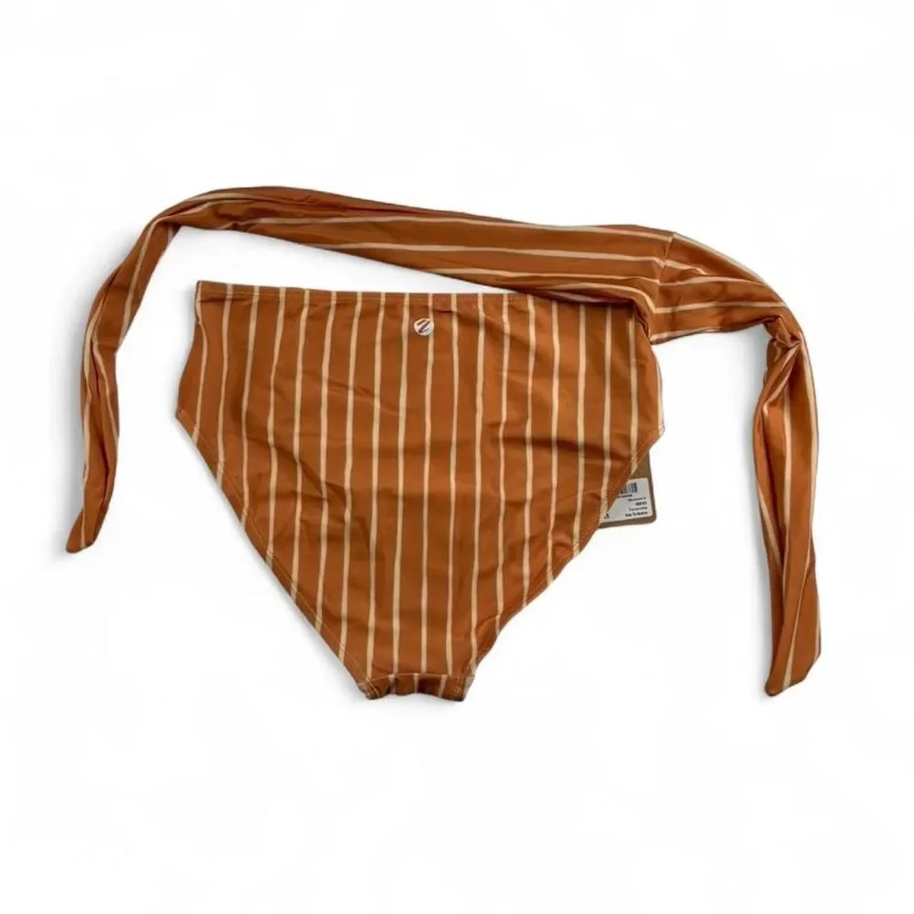 Nani Swimwear Terracotta Striped Bikini Bottoms Womens S High Waisted Tie Side